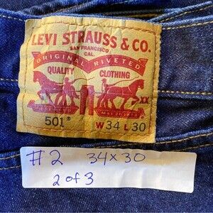 501 Button Fly, Men's Denim Jeans, 34 x 30s, 100% Cotton, Dark Stone Wash